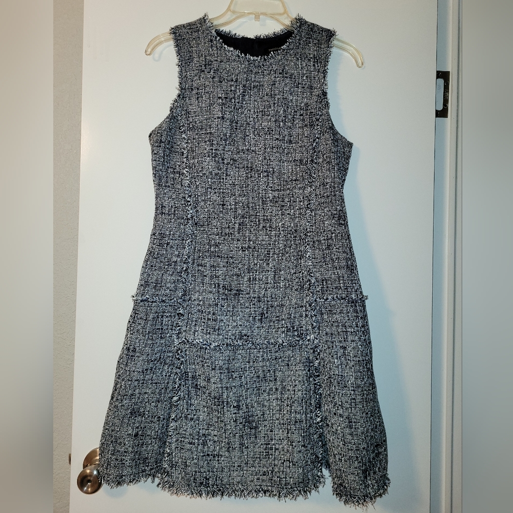Banana Republic Navy Tweed fringe sheath dress size 6